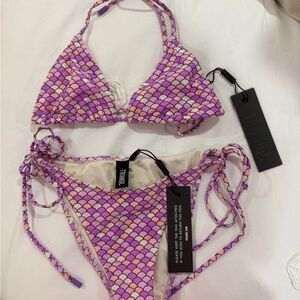 triangl swimwear Purple Pink Scallop Print Triangle Bikini